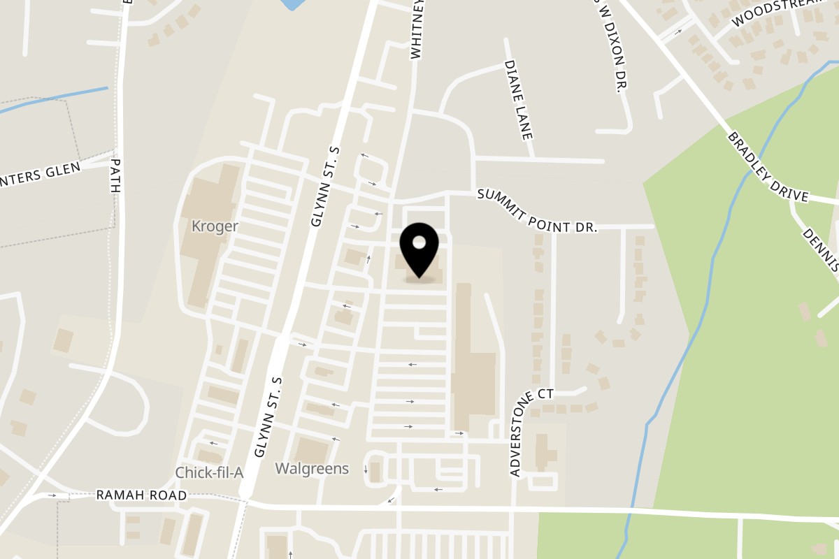 Map showing the location of Partners II Pizza Fayetteville on 834 Glynn St S #228 in Fayetteville